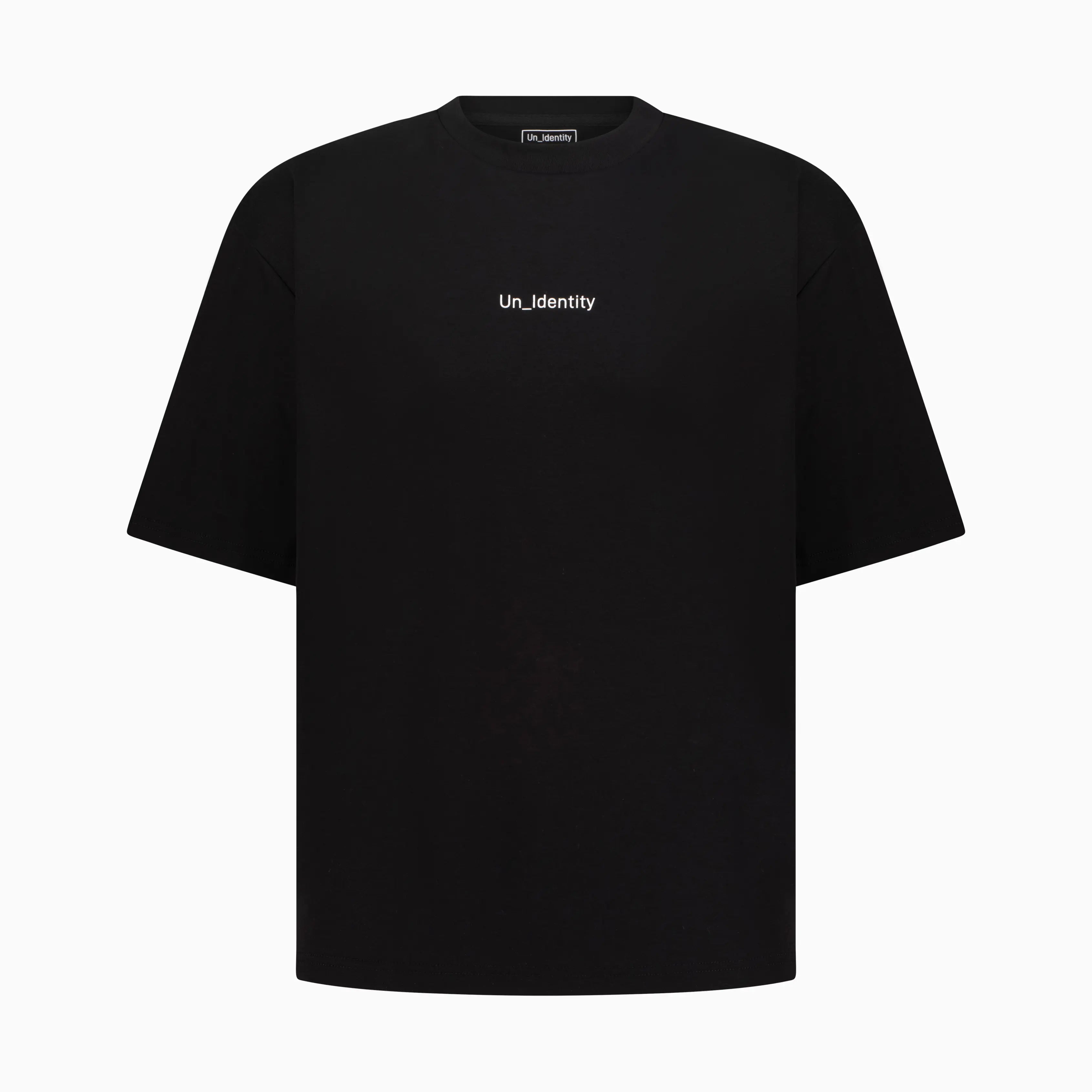 Black tee with Unidentity text on the chest