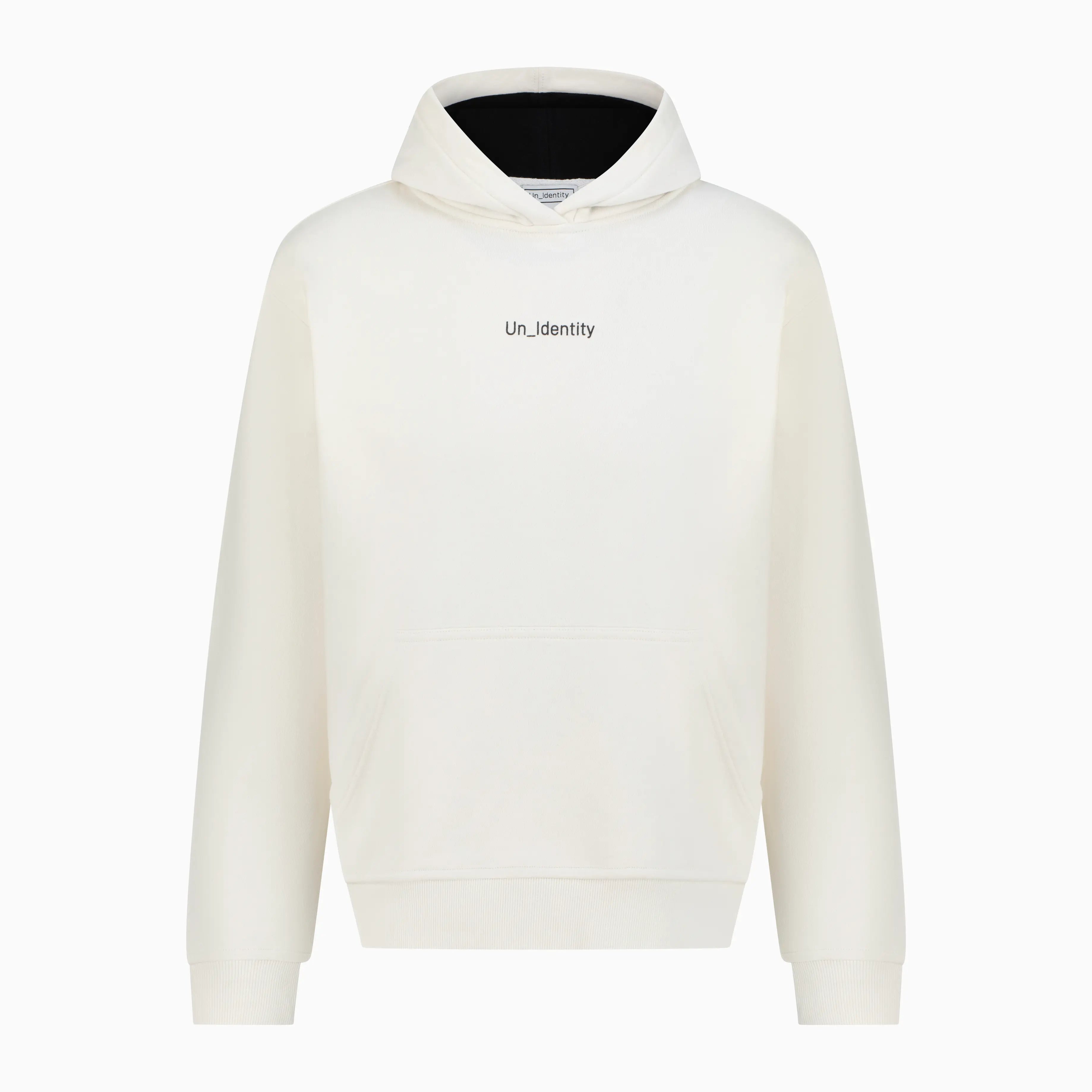 White Unidentity hoodie. #color_white