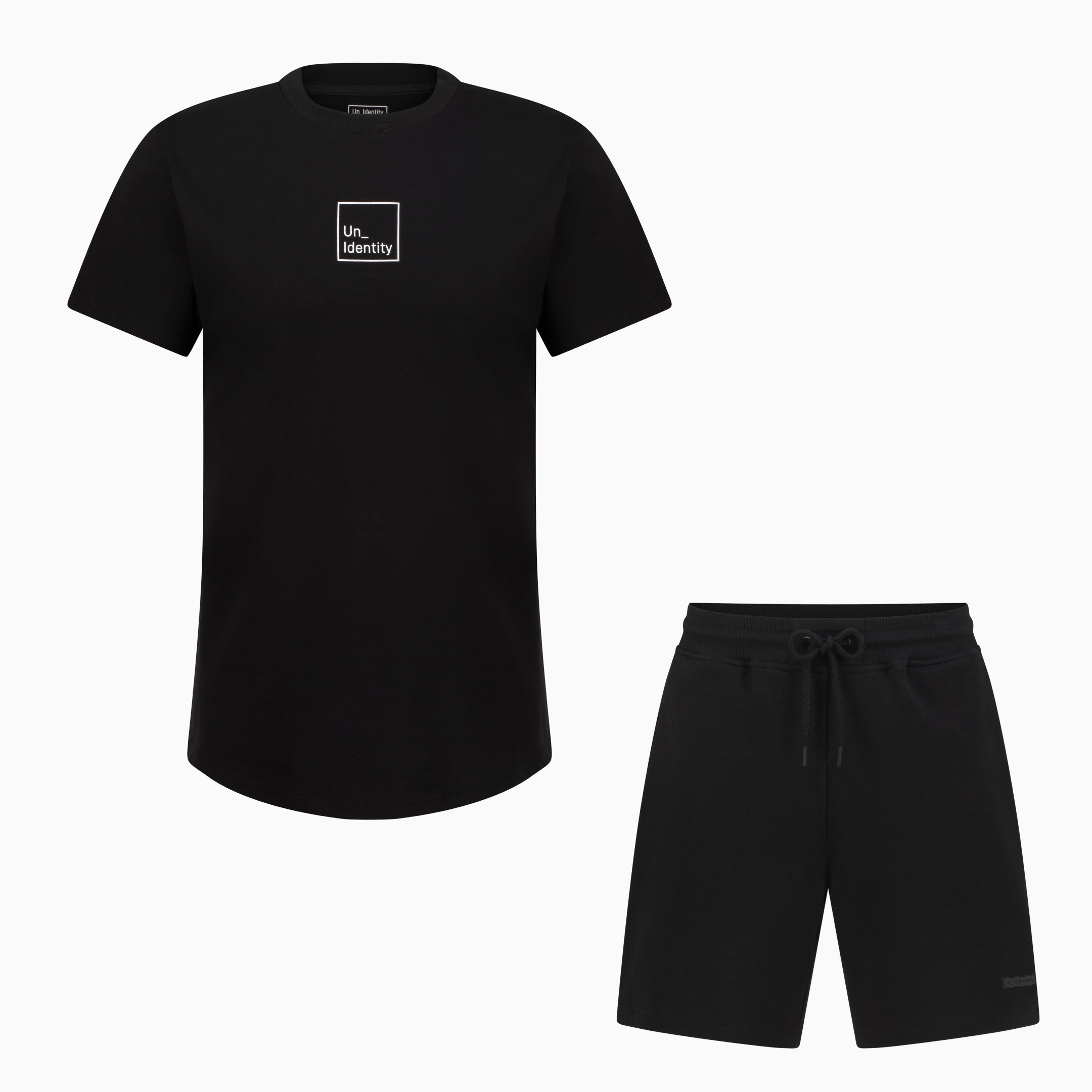 Black Unidentity tee and shorts set