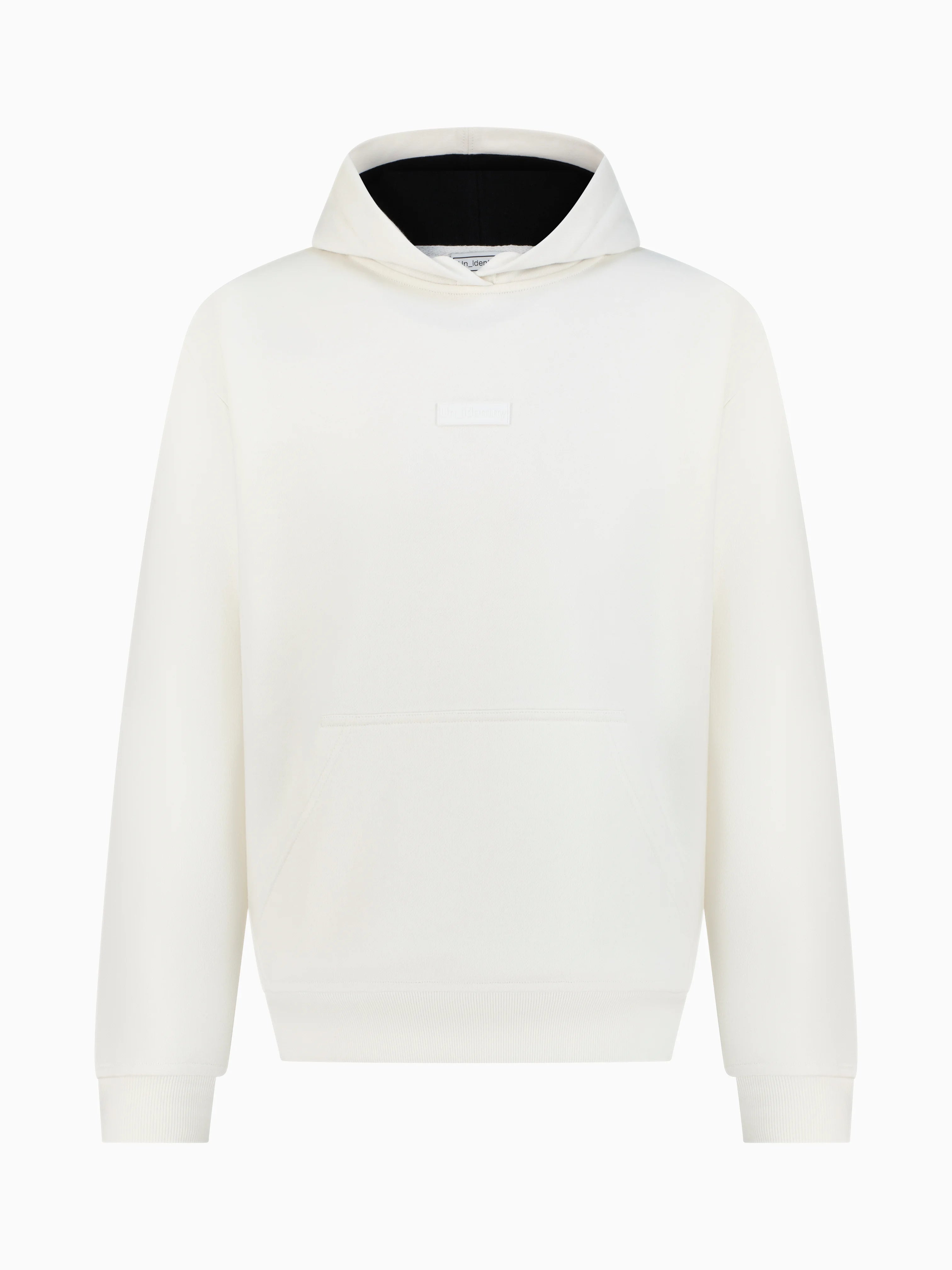 White Unidentity hoodie. #color_white