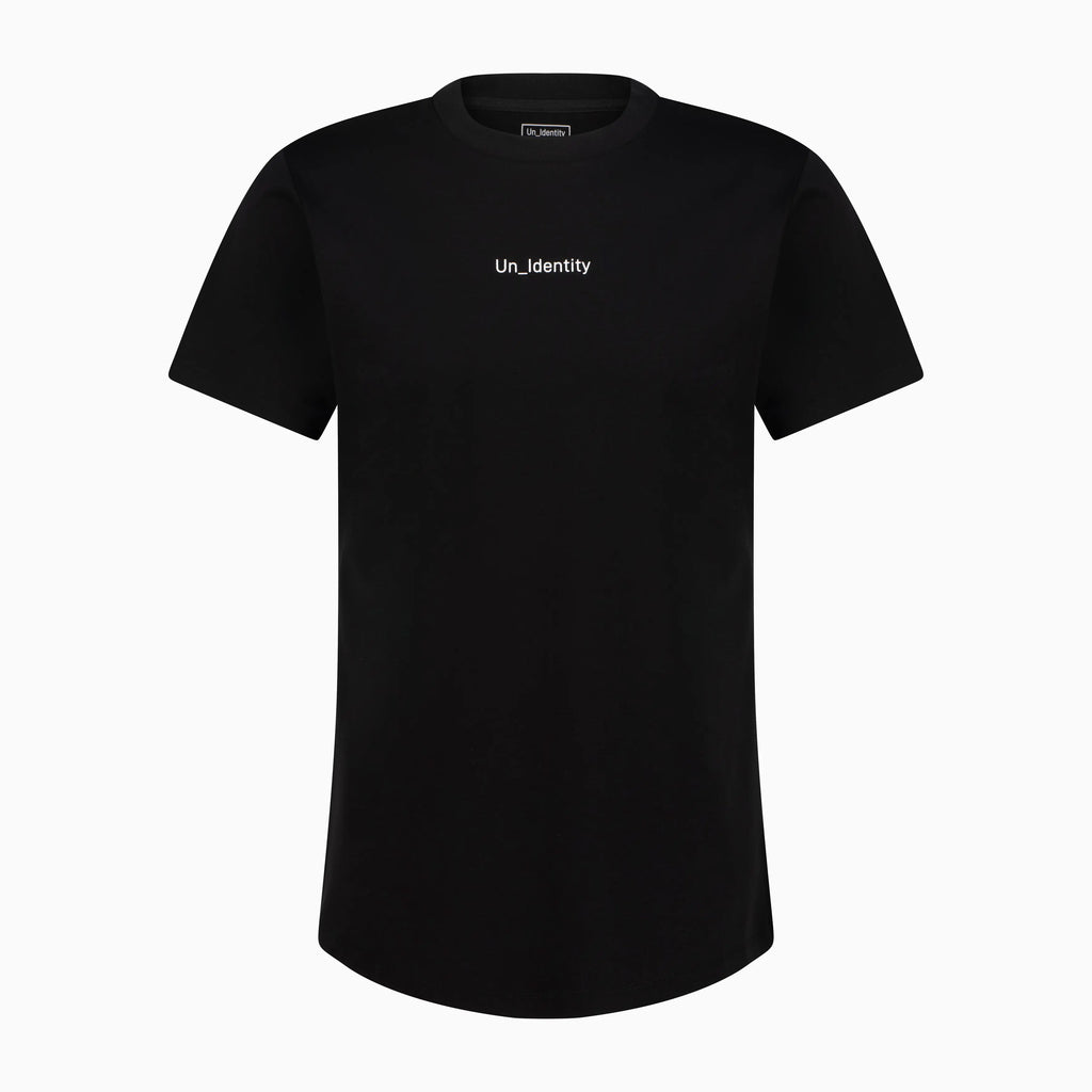 Black T-shirt with white Unidentity logo on the chest 