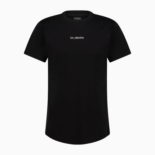 Black T-shirt with white Unidentity logo on the chest 