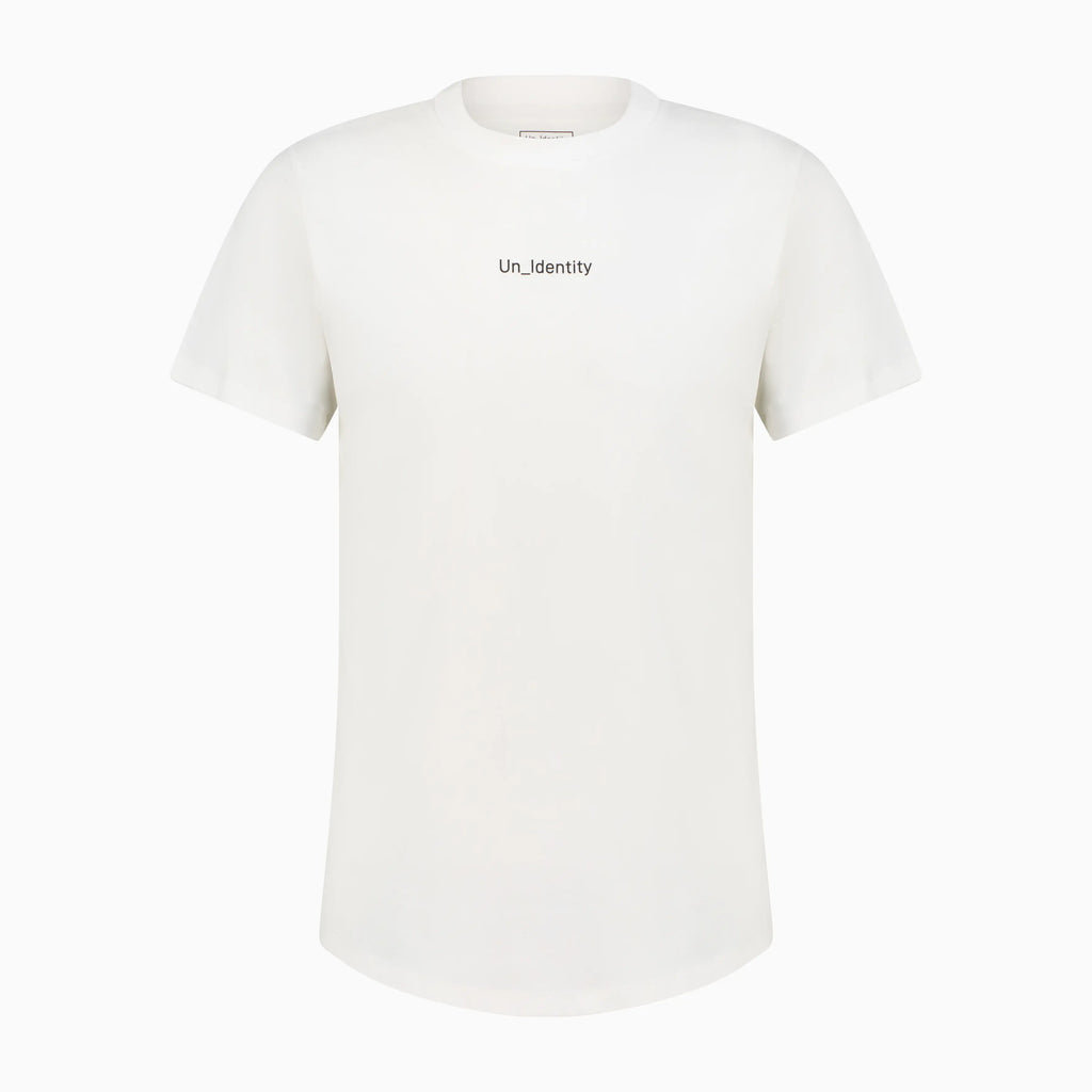 White tee with Unidentity print on the chest 