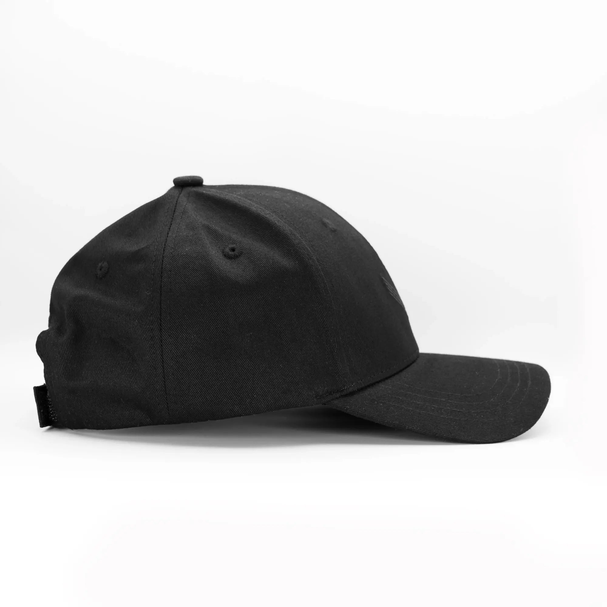 Black baseball cap side view 