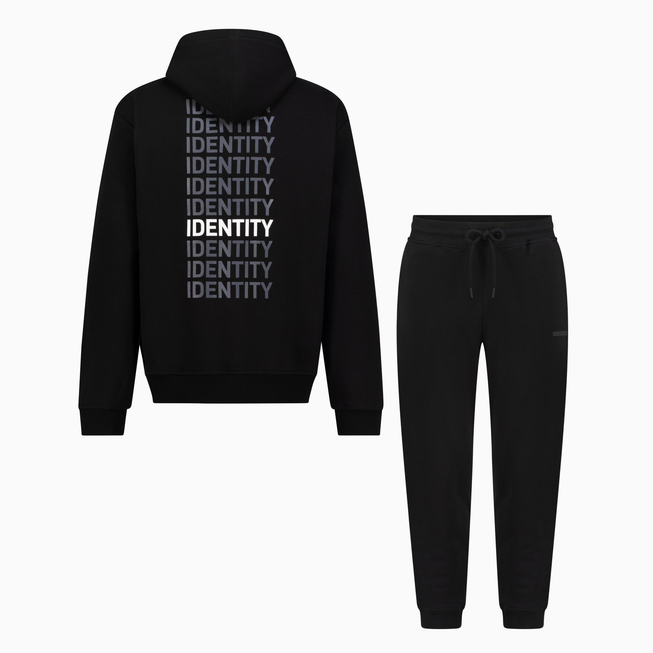 Black Unidentity hoodie and jogger pants set 