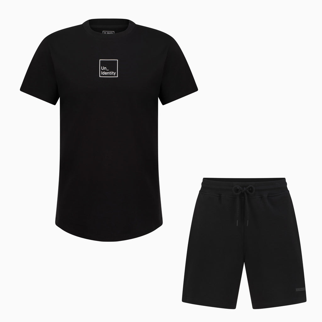 Black Unidentity tee and shorts set 