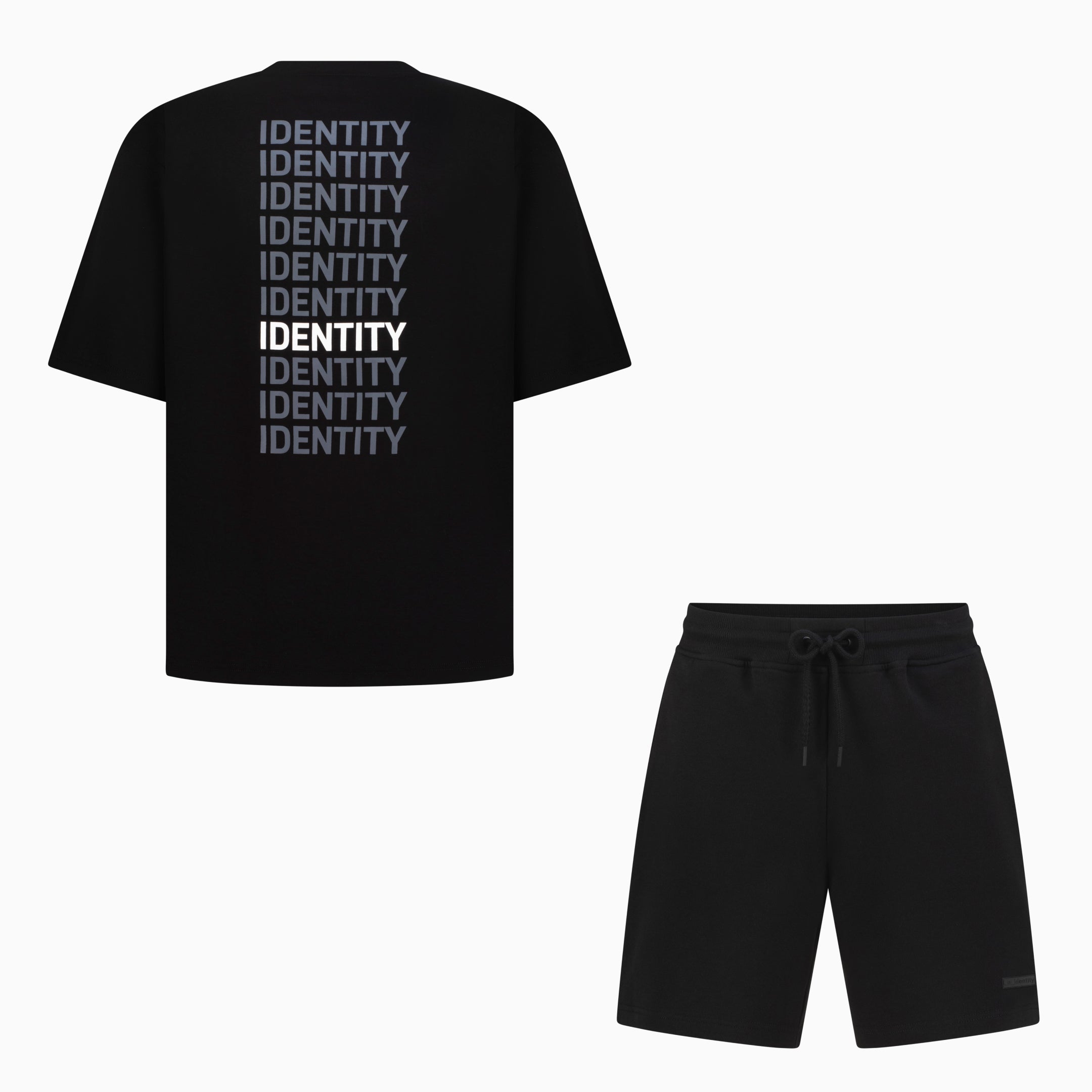 Black Unidentity tee and shorts set