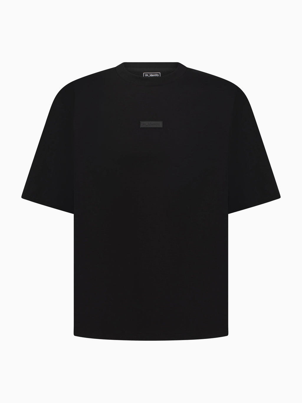 Black Unidentity tee with tonal 3D logo patch on the chest 